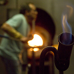 Hand blown glass art at Cohn-Stone Studios